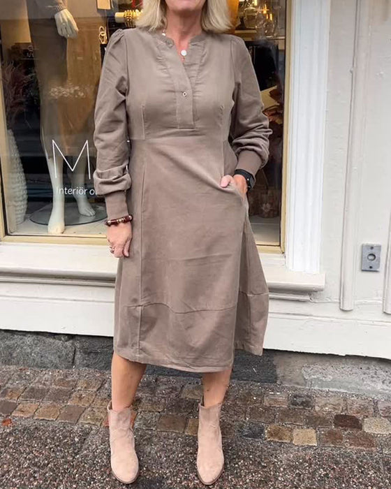 Kjole tilfeldig retro langermet