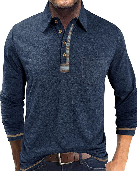 Bluse Menn Knapp Jakkeslag Polo
