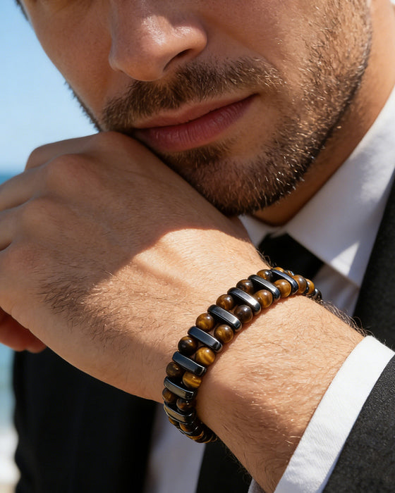 Naturlig Tigerøye Sten Armbånd
