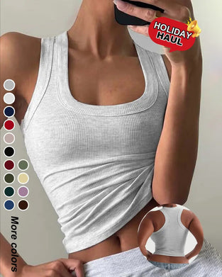 Tanktop U-Formet Firkantet Hals Slim-Fit