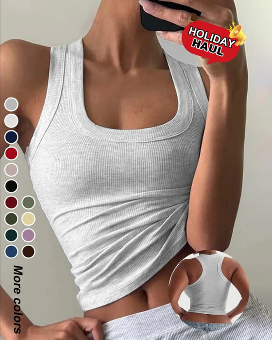 Tanktop U-Formet Firkantet Hals Slim-Fit