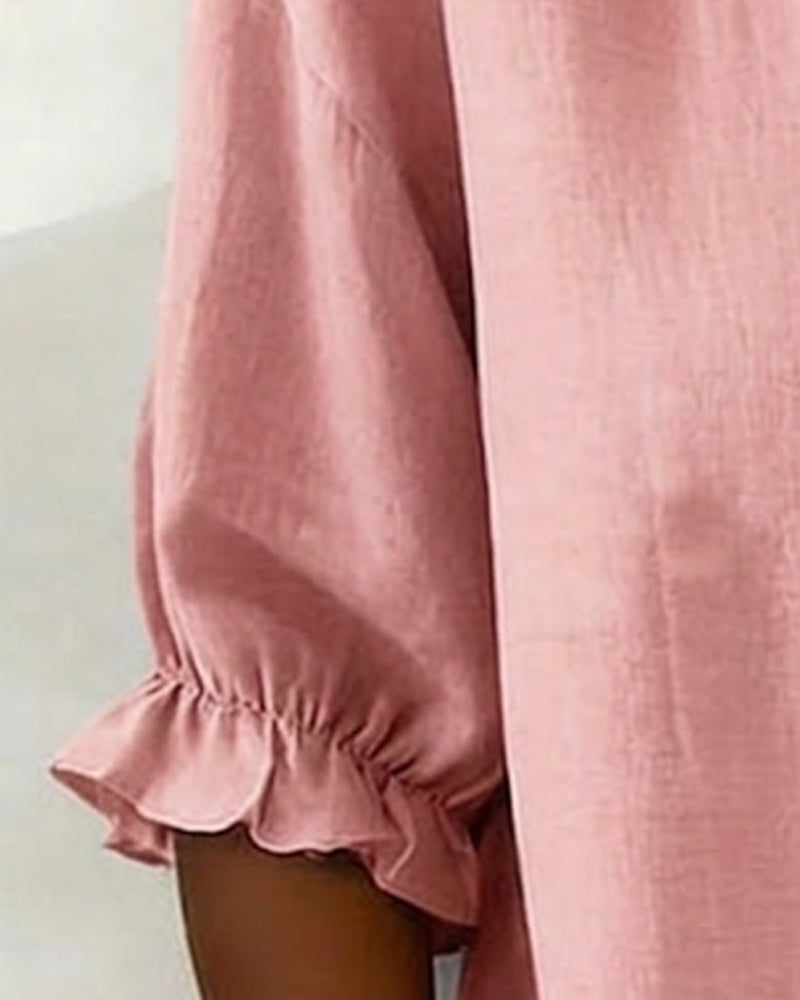 Skjorte Peter Bomull-lin Pan-Krage Rysjekant Knappefront