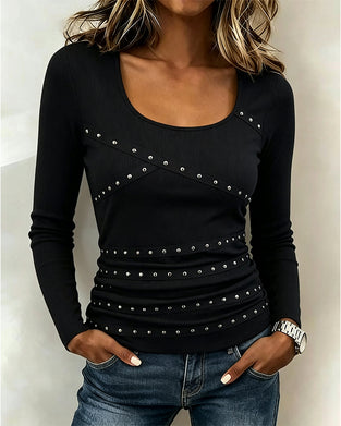 Bluse Stilig U-Hals Figursydd
