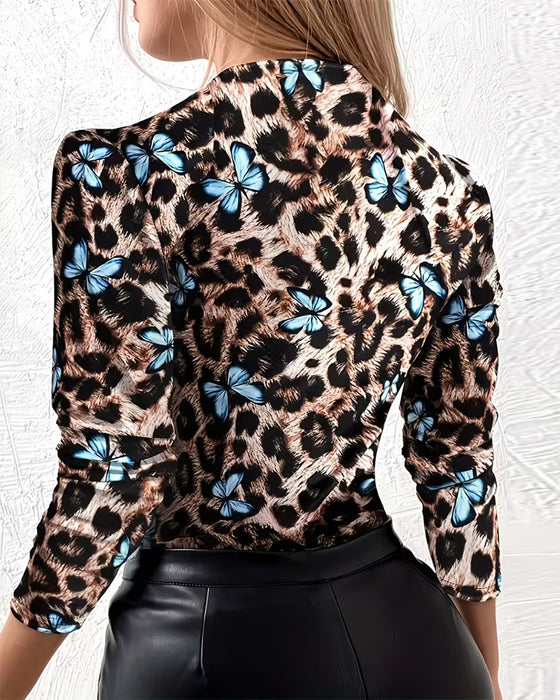 Topp Leopard Sommerfugltrykk Trendy