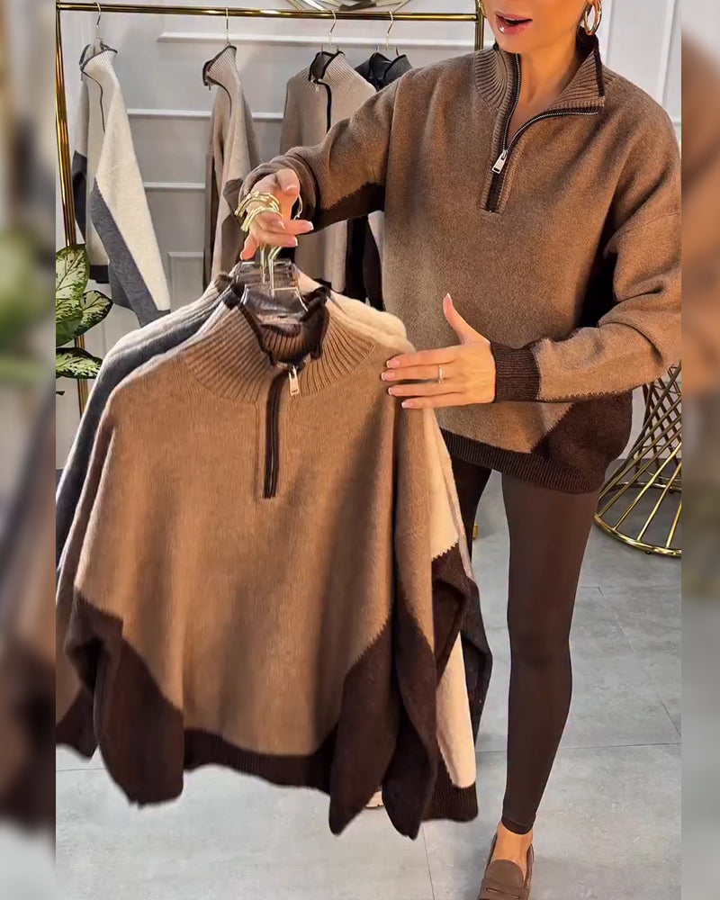 Genser Med Halvglidelås Og Kontrastfarge