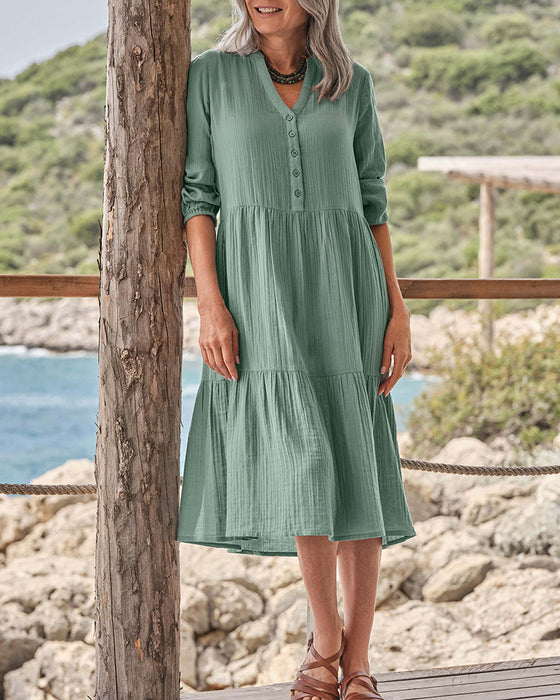 Kjole Enkel V-hals Kneppes