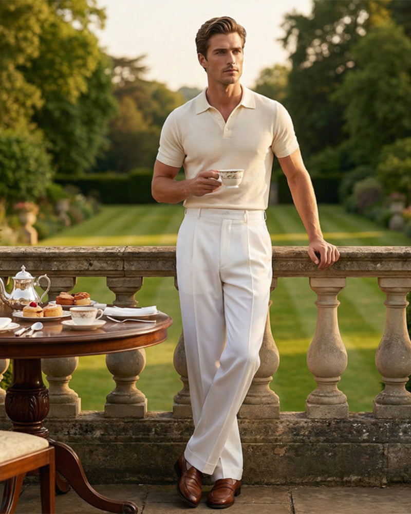 Bukser Herre Avslappet Plissert Bredt Ben