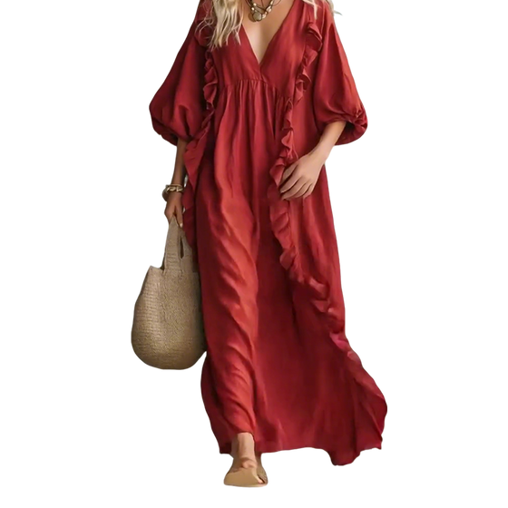 Kjole V-hals Lykteerm Løs