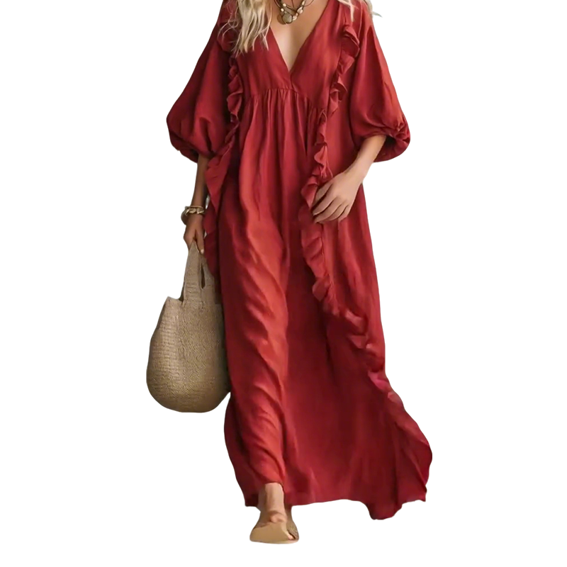 Kjole V-hals Lykteerm Løs