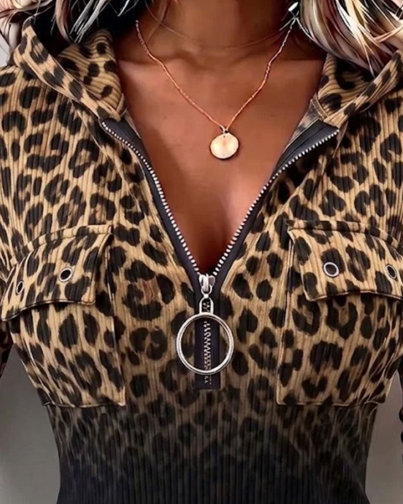 Topp Hetter Glidelås Leopard Gradient