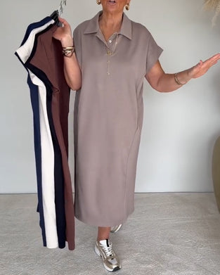 Kjole Casual Løs Polokrage