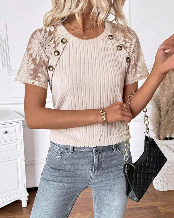 T-Skjorte Rundhals Raglanerm Enfarget