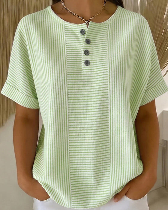 Bluse Rund Hals Kort Erm