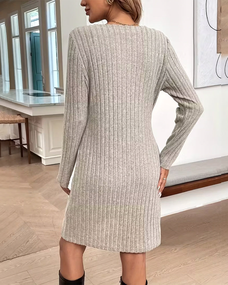 Sett Med Ribbet Cardigan Vestkjole