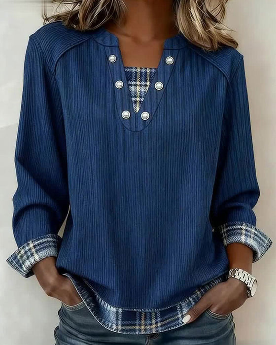 Sweatshirt Falsk To Deler Rutete Langermet