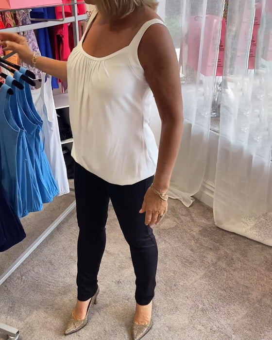 Sett Plissert solid tilfeldig ermeløs topp