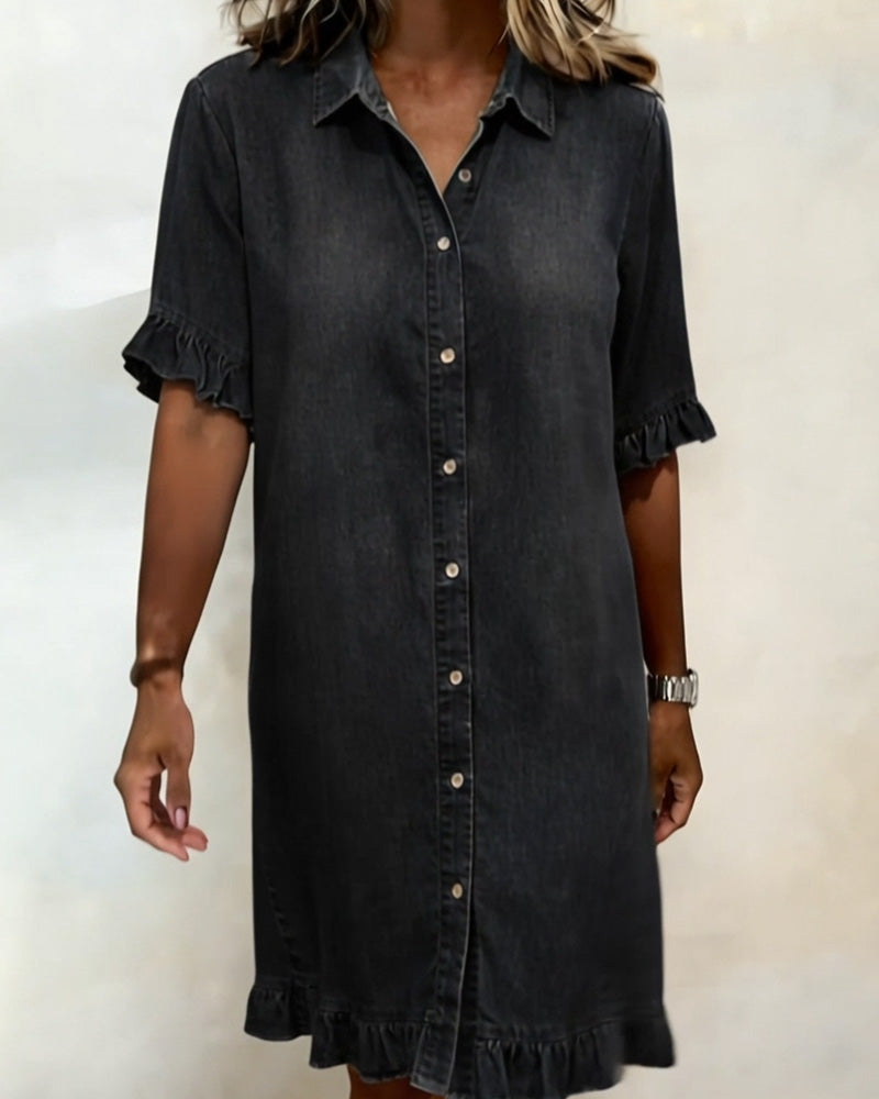 Kjole Denim Rysjer Skjorte