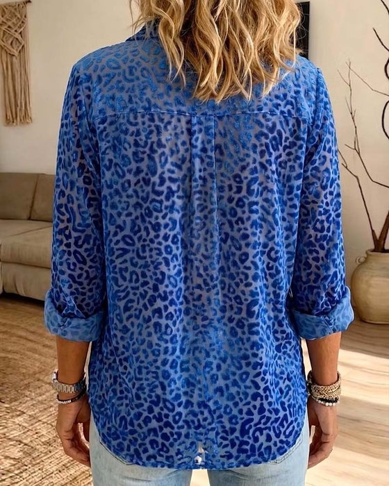 Skjorte Leopard Lomme Knapp