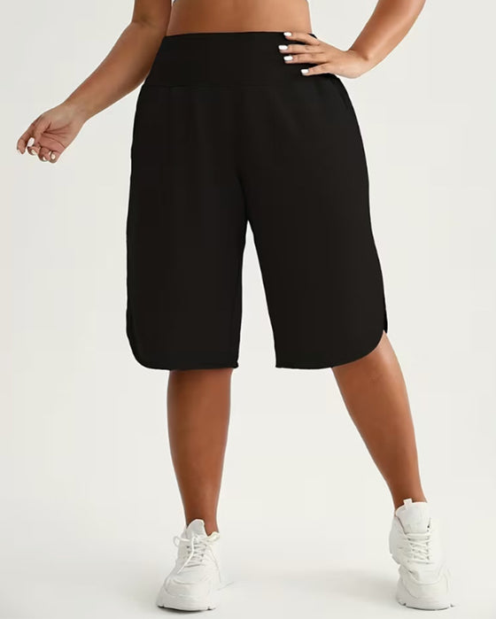 Høy Midje Vide Ben Shorts