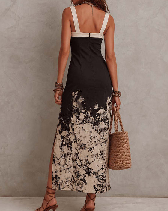 Kjole Blekk Vask Kamisol Bodycon Slit