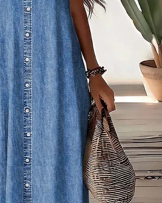 🌸 Casual Sommerkjole For Kvinner Med Knappestolpe – Avslappet Stil & Komfort For Hverdagsbruk 💐