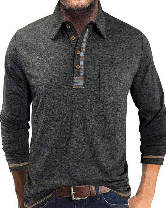 Bluse Menn Knapp Jakkeslag Polo