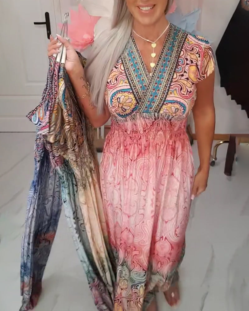 Kjole Bohemian V-hals Midjestram Ferie