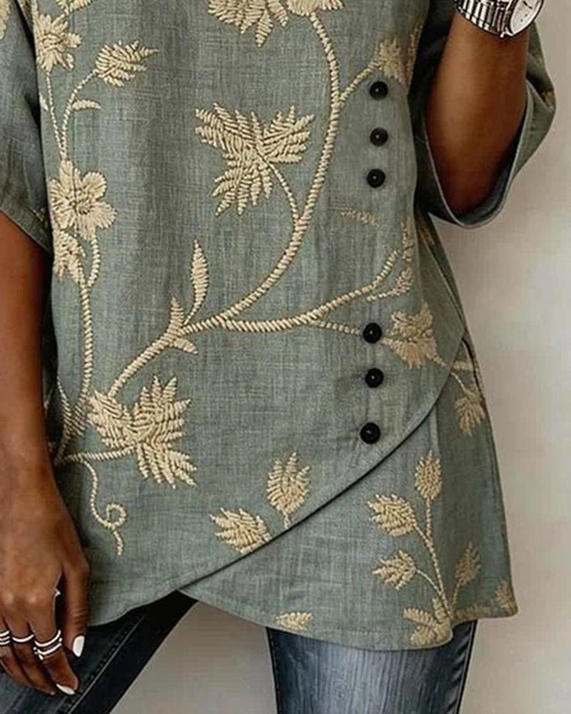 Bluse Blomstrete V-hals Casual