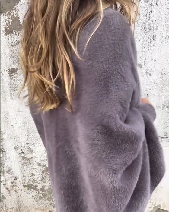 Uformell cardigan med solid farge og frynser