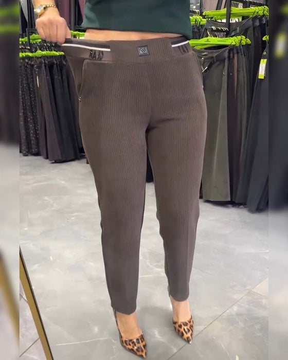 Bukser Casual Elastisk Liv Tappet