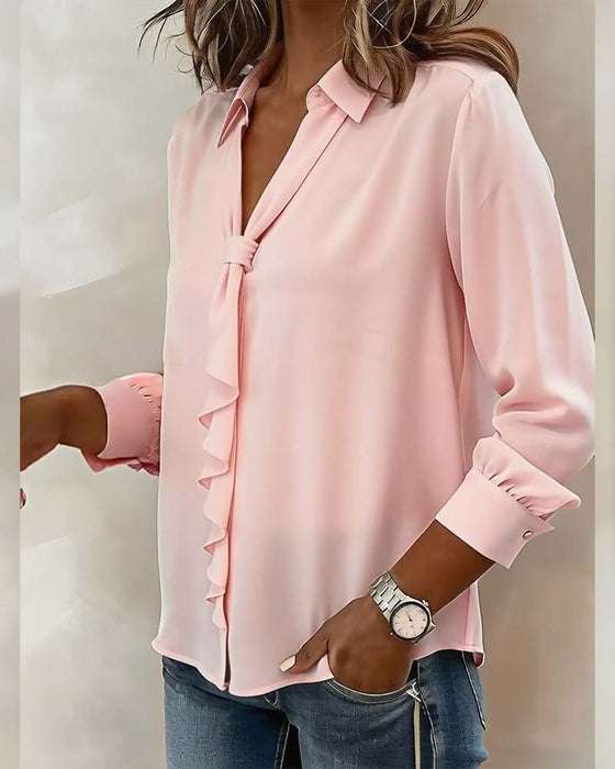 Bluse Rysjeknytning Lang Erm