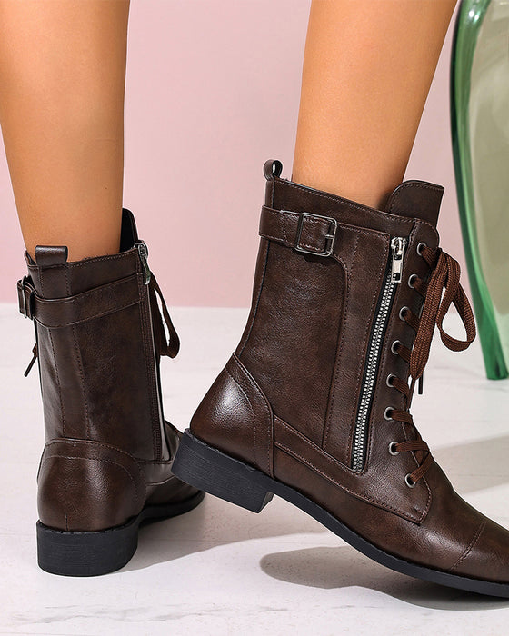 Støvler Dames Rund Tå Sidelås Lær Ortopedisk