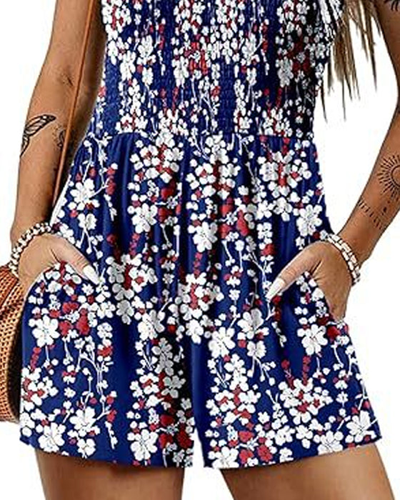 Jumpsuit blomstret avslappet stroppshortser