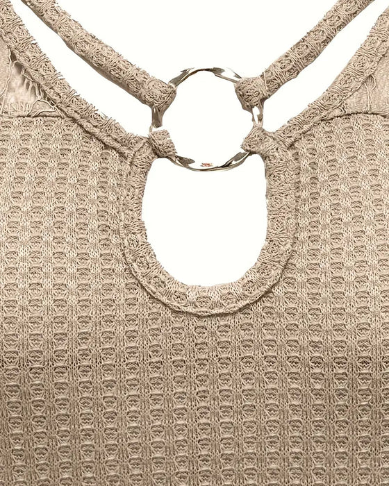 T-Skjorte Blonder Panel Strikket