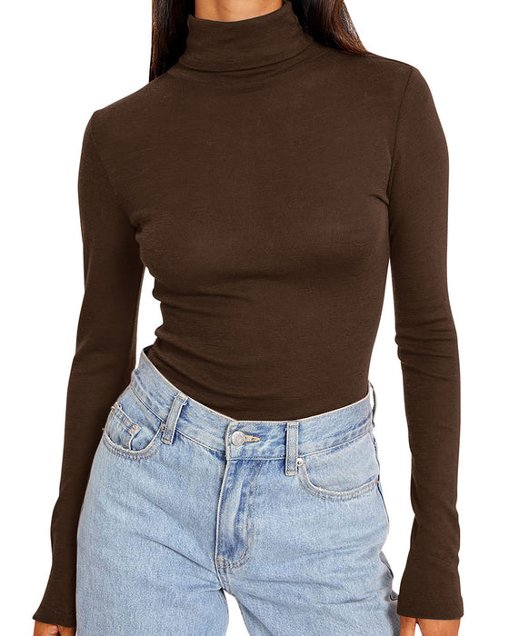 Topp Ensfarget Halv Turtleneck Base
