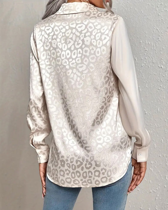 Skjorte Sateng Leopardprint Splittet