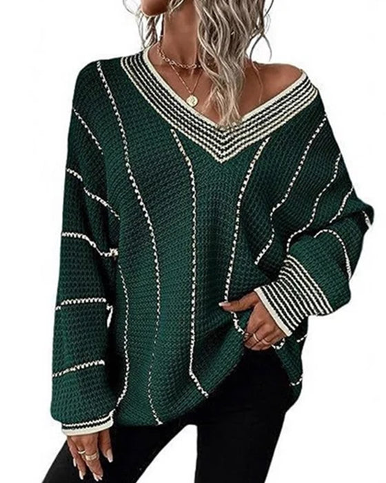 Pullover Genser Avslappnet Loose Fit Stripe