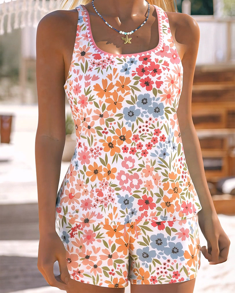 Tankini Badedrakt Frisk Blomstertrykk