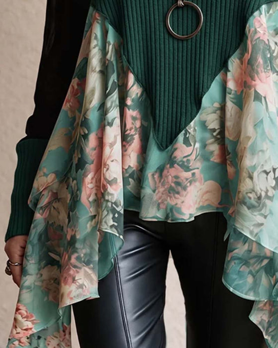 Bluse Patchwork Blomstret Uregelmessig