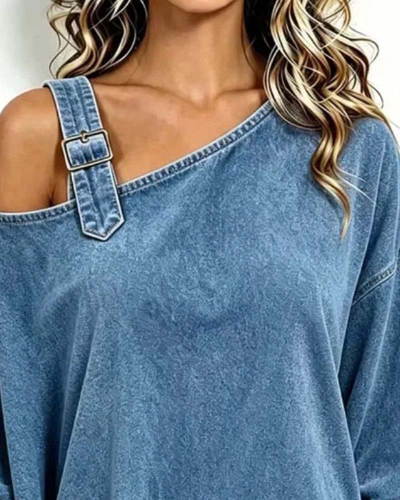 Bluse Off-Shoulder Uregelmessig Casual