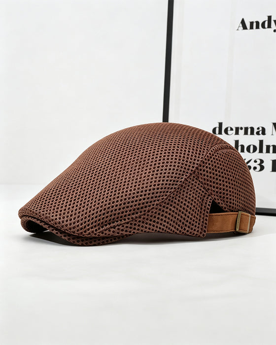 Menn Pustende Nett Flat Cap - Justerbar Newsboy Ivy Beret Sommerhatt