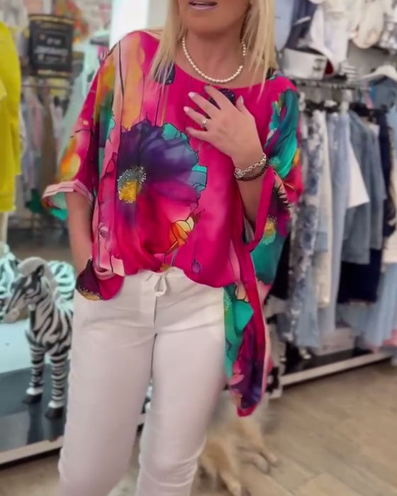 Bluse Flagermuserme Halvermet Trykk