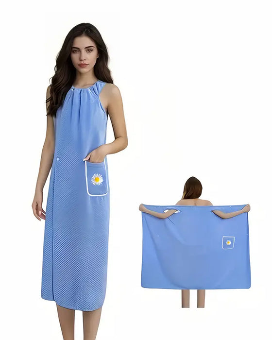 Myk Absorberende Rasktørkende Barber Badhåndklekjole Med Blomstermønsterlomme