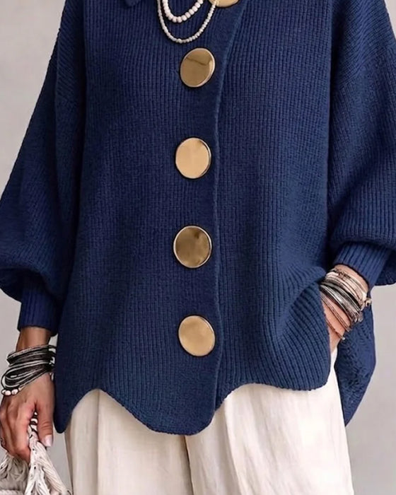 Cardigan Stor Metallknapp Jakkeslag