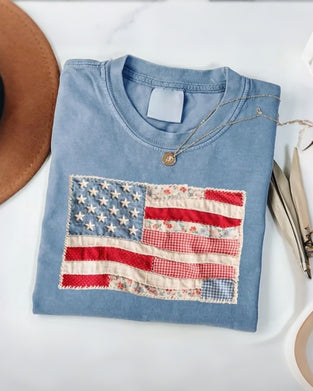 T-Skjorte Fjerde Juli Amerikanske Flagget
