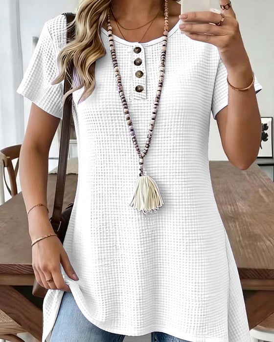 T-Skjorte Vaffel Henley Hals Midi