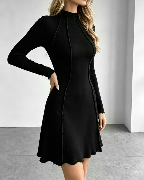 Kjole Mock Hals Solid Casual