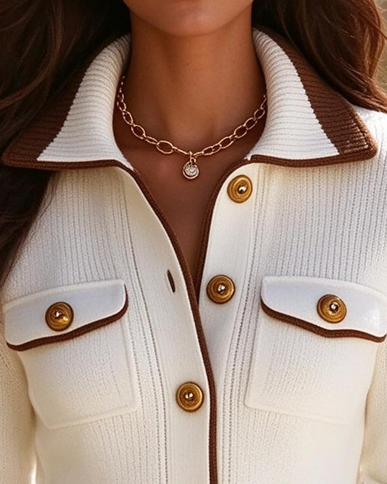 Cardigan Slag Knapp Stripe