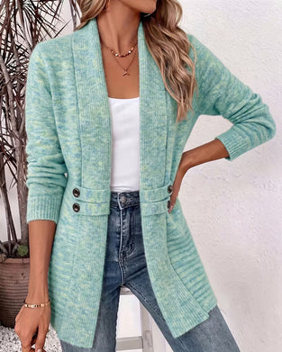 Cardigan Solid Farge Knapp Pyntet