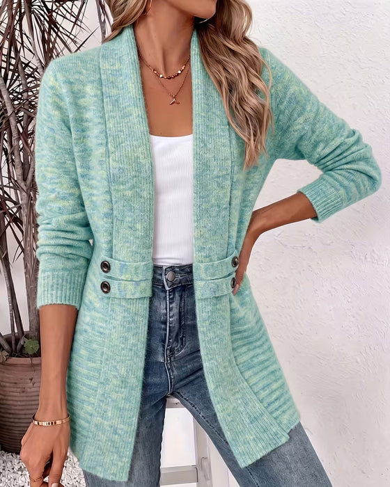 Cardigan Solid Farge Knapp Pyntet